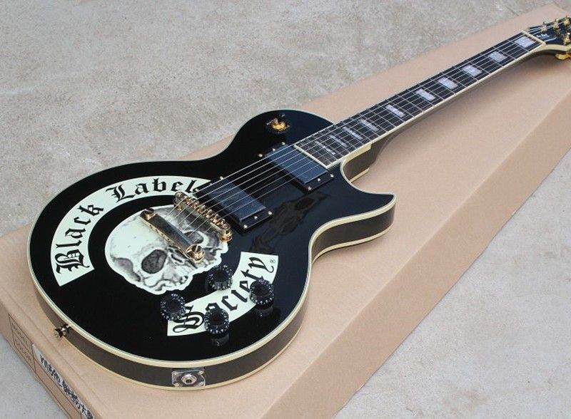 Compre Guitarra Eléctrica De Cuerpo Negro Con Patrón De Calavera, Rayas  Blancas Alrededor, Accesorios De Oro, Oferta Personalizada Envío Gratuito A  323,35 € Del Woyaofayangcai | Es.Dhgate.Com
