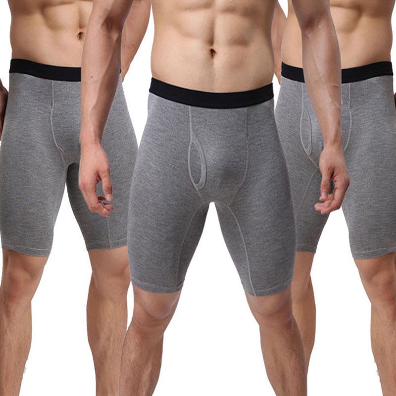2021 Casual Men Long Boxer Shorts Comfortable Cotton Underpants Elastic