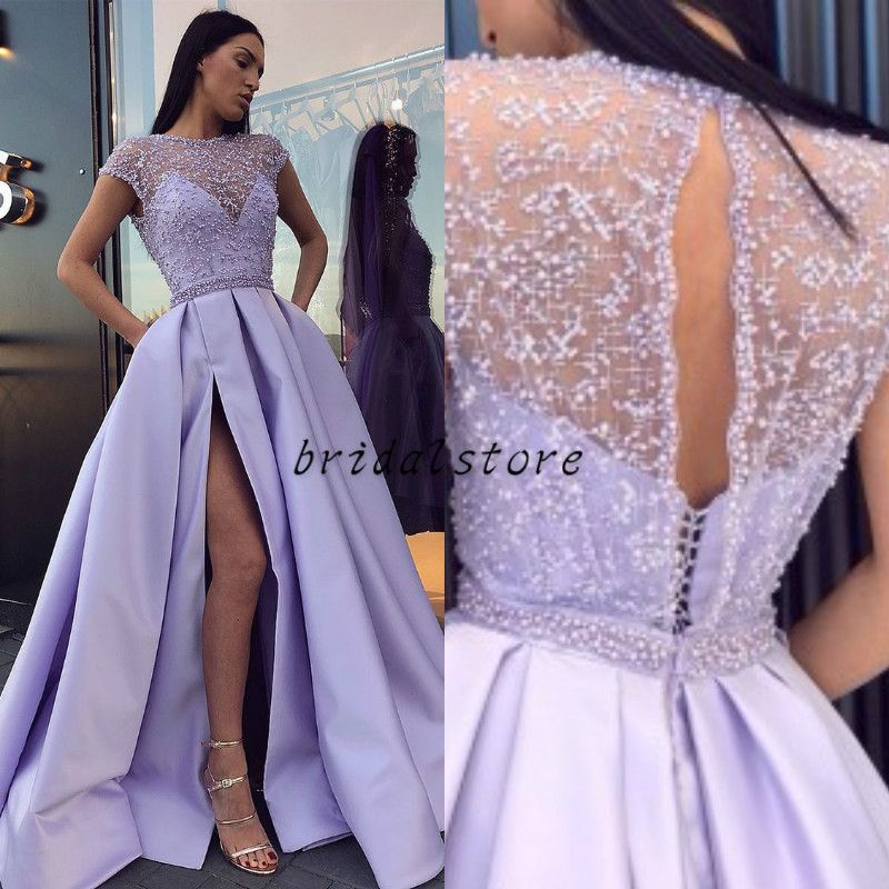 Lavender Elegant Beaded Top Prom ...