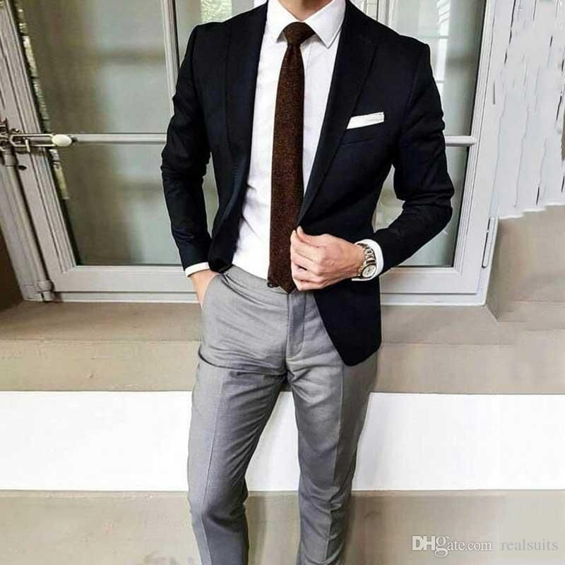 Compra Pico Diseño Hombres Negro Trajes De Negocios 2020 Slim Fit Terno  Masculino Chaqueta + Pantalones Del Boda Del Novio Esmoquin Para Los Hombres  Chaquetas Del Traje Del Hombre Barato | Entrega