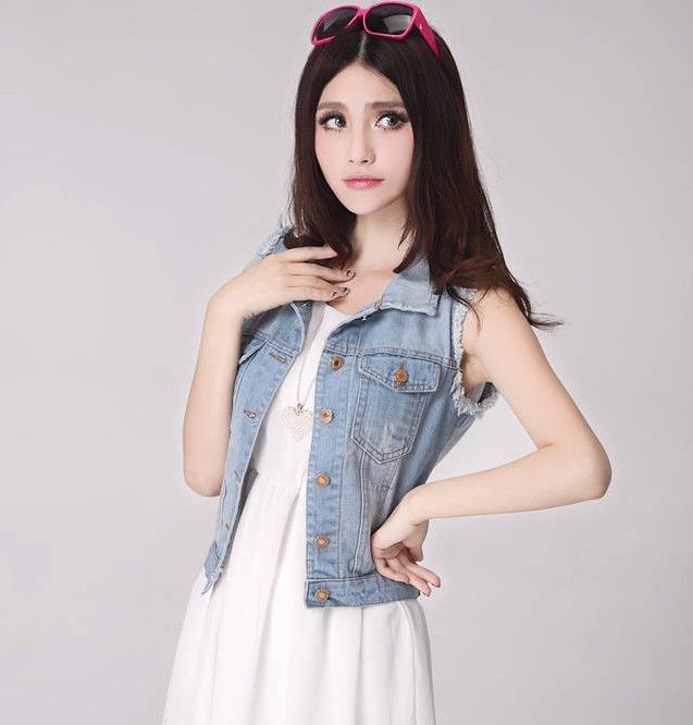 sleeveless jeans jackets for womens