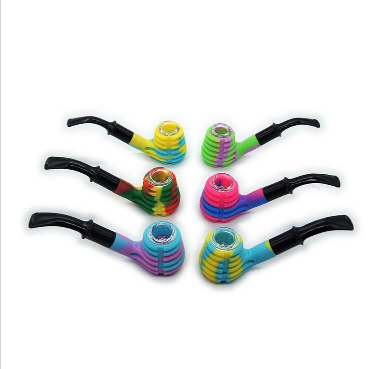 6pcs/set silicone pipe with glass bowl