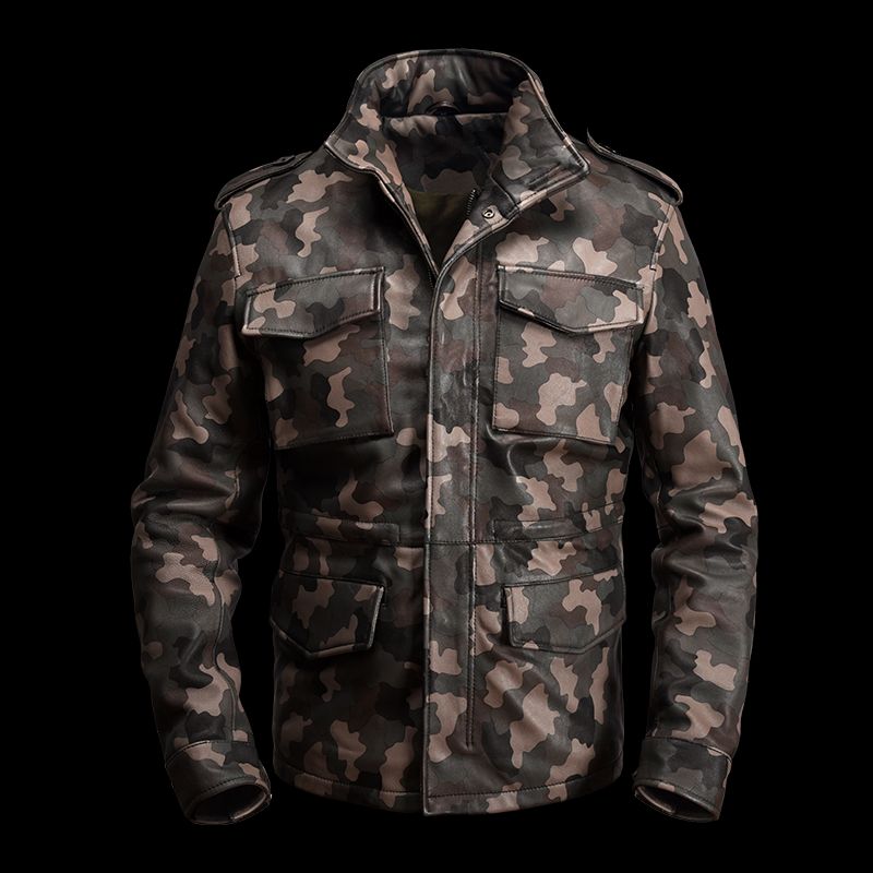 In Leather We Trust Mens Genuine Leather Max Hooded Jacket