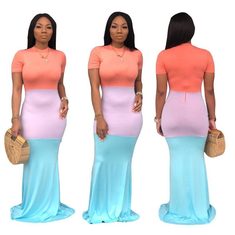 short sleeve bodycon maxi dress