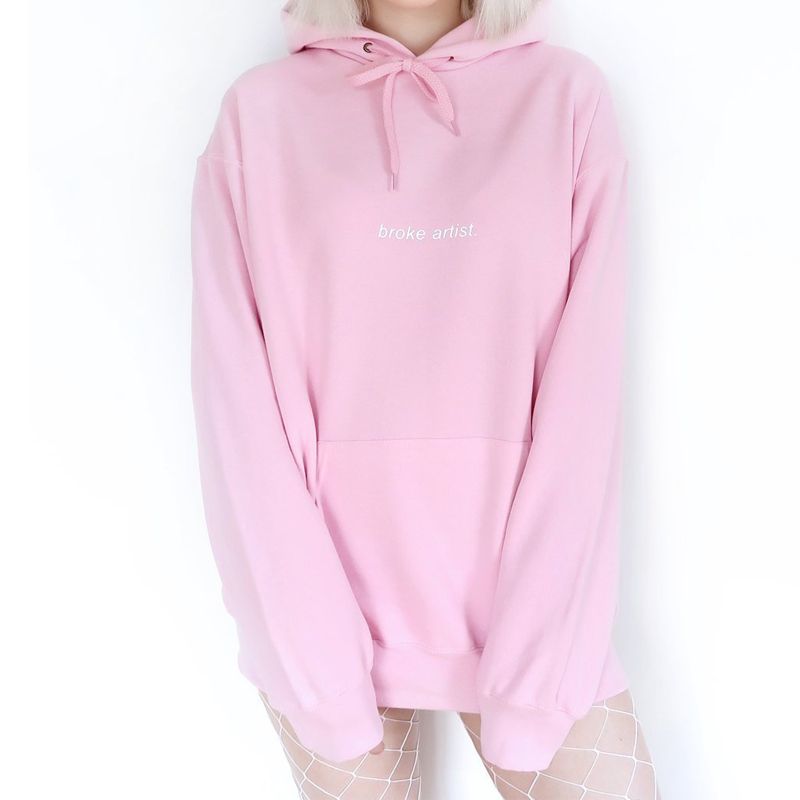 Compre Se Rompió Artista Bebé Rosa Con Capucha De Las Mujeres Causales  Capucha Tumblr Estéticos Pale Pastel De Grunge La Estética De Los 90  Puentes Arte A 16,8 € Del Deborahao | DHgate.Com