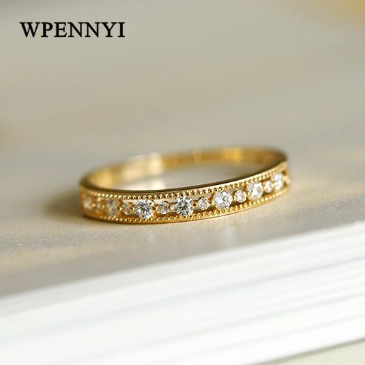 2020 Yellow Gold Color Hollow Out Lace Disign Width 3mm Zirconia