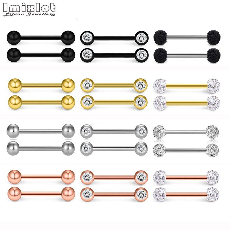 1.6mm Feuille Acier Chirurgical Langue Barbell Tongue Piercing Ring Stud Bijoux