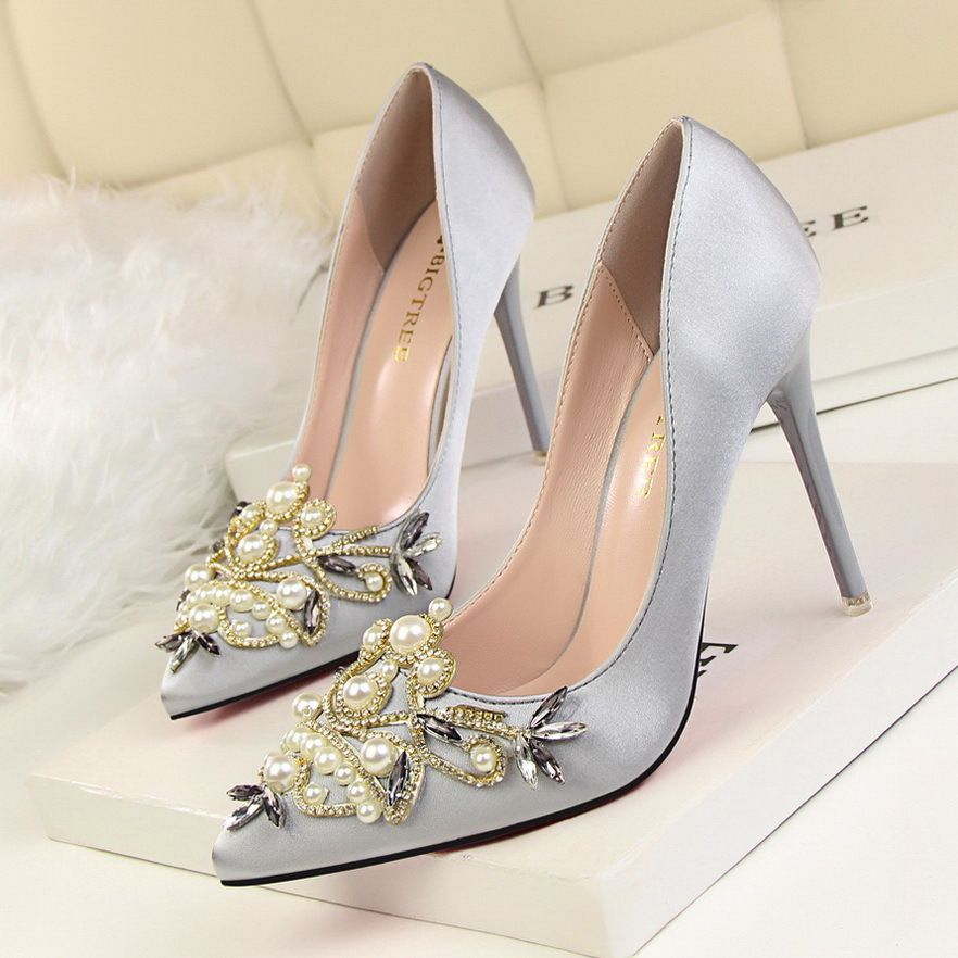 pewter bridal shoes