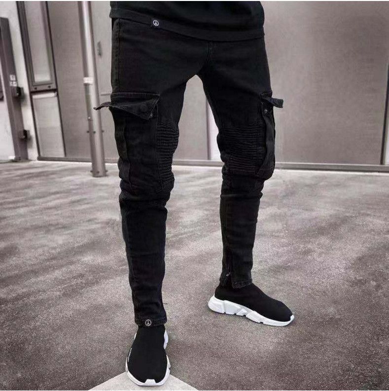 Compra Nueva Moda Para Hombre Diseñador Jeans Primavera Negro Rasgado  Agujeros Apenados Diseño Jean Lápiz Pantalones Bolsillos Hommes Pantalones  Barato | Entrega Rápida Y Calidad | Es.Dhgate