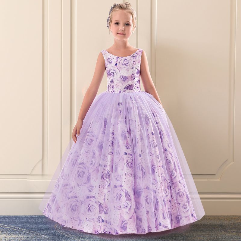 Humillar Coro Interior Vestidos infantiles para niñas Vestido de fiesta Flor de boda Elegante  Princesa Chica Niños Vestido de