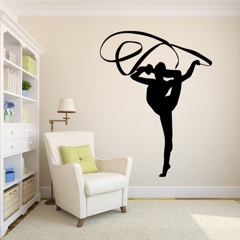 Compre Gimnasia Negra Calcomanias De Pared Pvc Deportes Pegatinas