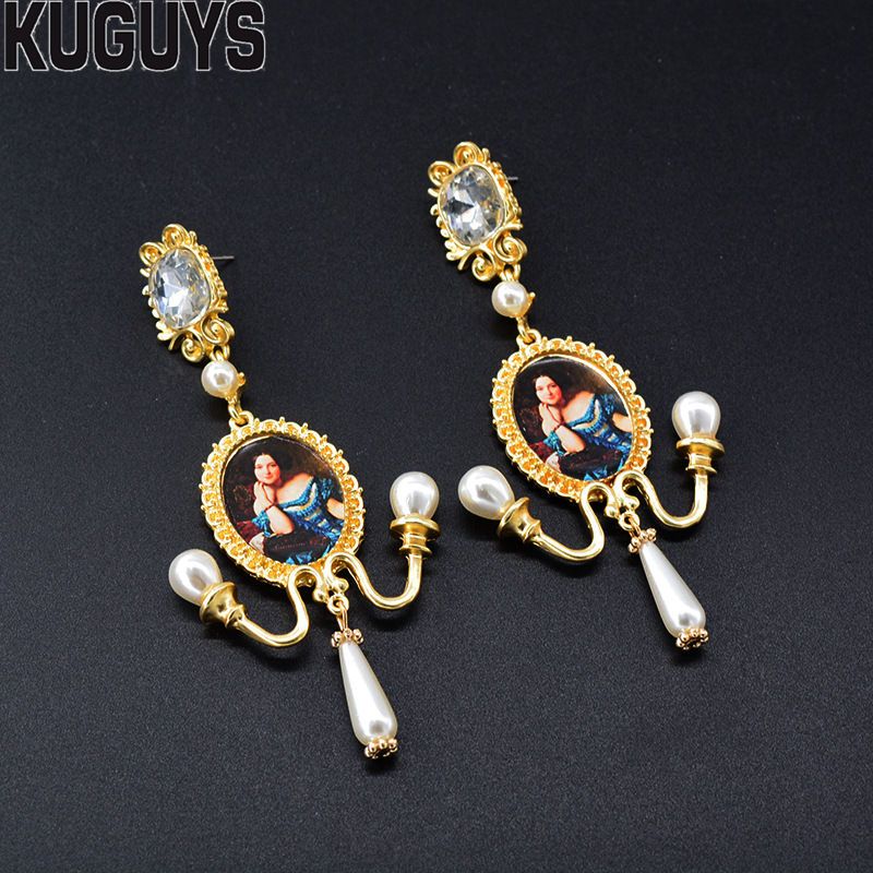 Kuguys Retrato Vintage Borlas Pendientes Femeninas Joyas De Kuguys Retrato Vintage Borlas Pendientes Femeninas Joyas De