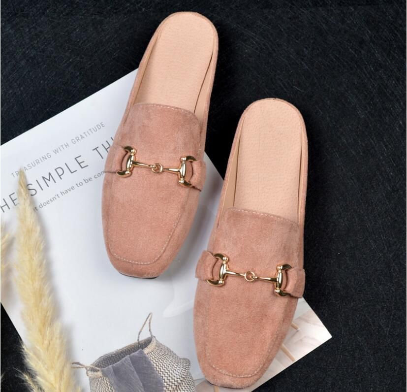 ladies flat leather mules
