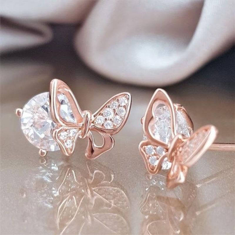 Gnzoe Fashion Jewelry 18K Gold Plated Stud Earrings Women Butterfly Opal Crystal Eco Friendly Gnzoe Fashion Jewelry 18K Gold Plated Stud Earrings Women Butterfly Opal Crystal Eco Friendly