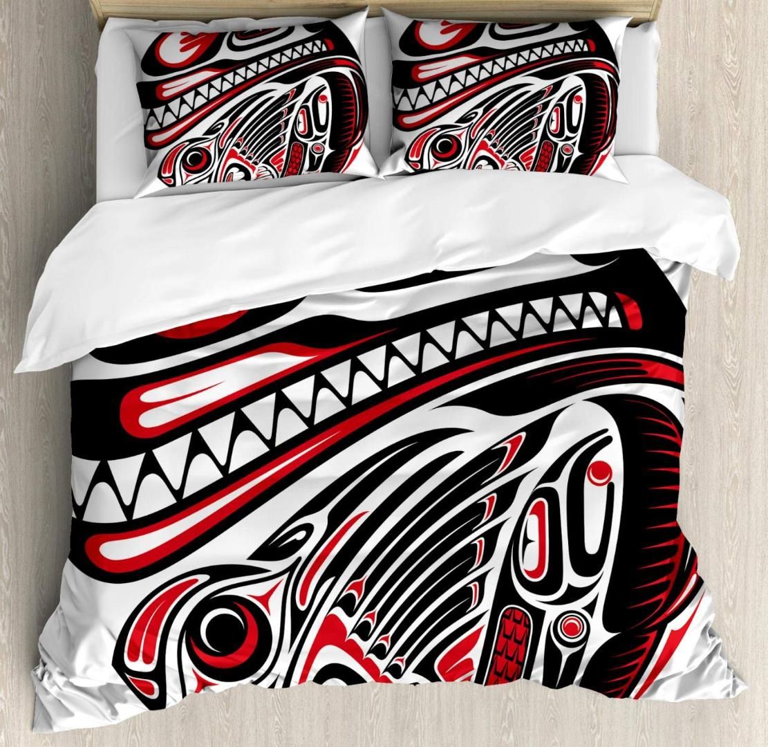 Tribal Duvet Cover Set King Size Haida Style Animal Art Wild