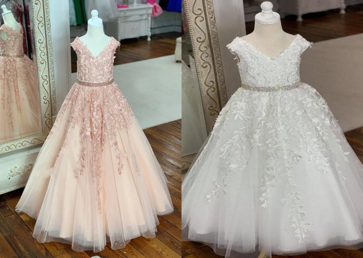 flower girl dress with tulle and ribbon waist