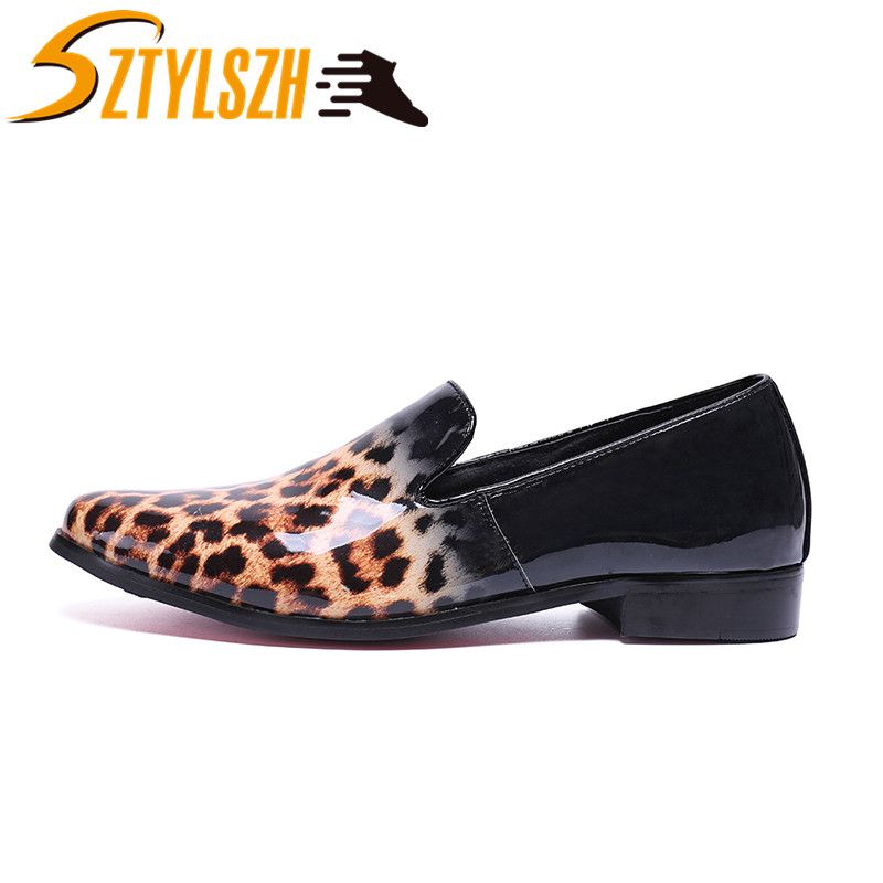 New Handmade Leopard Men Loafers Gentleman Luxury Fashion Stress
