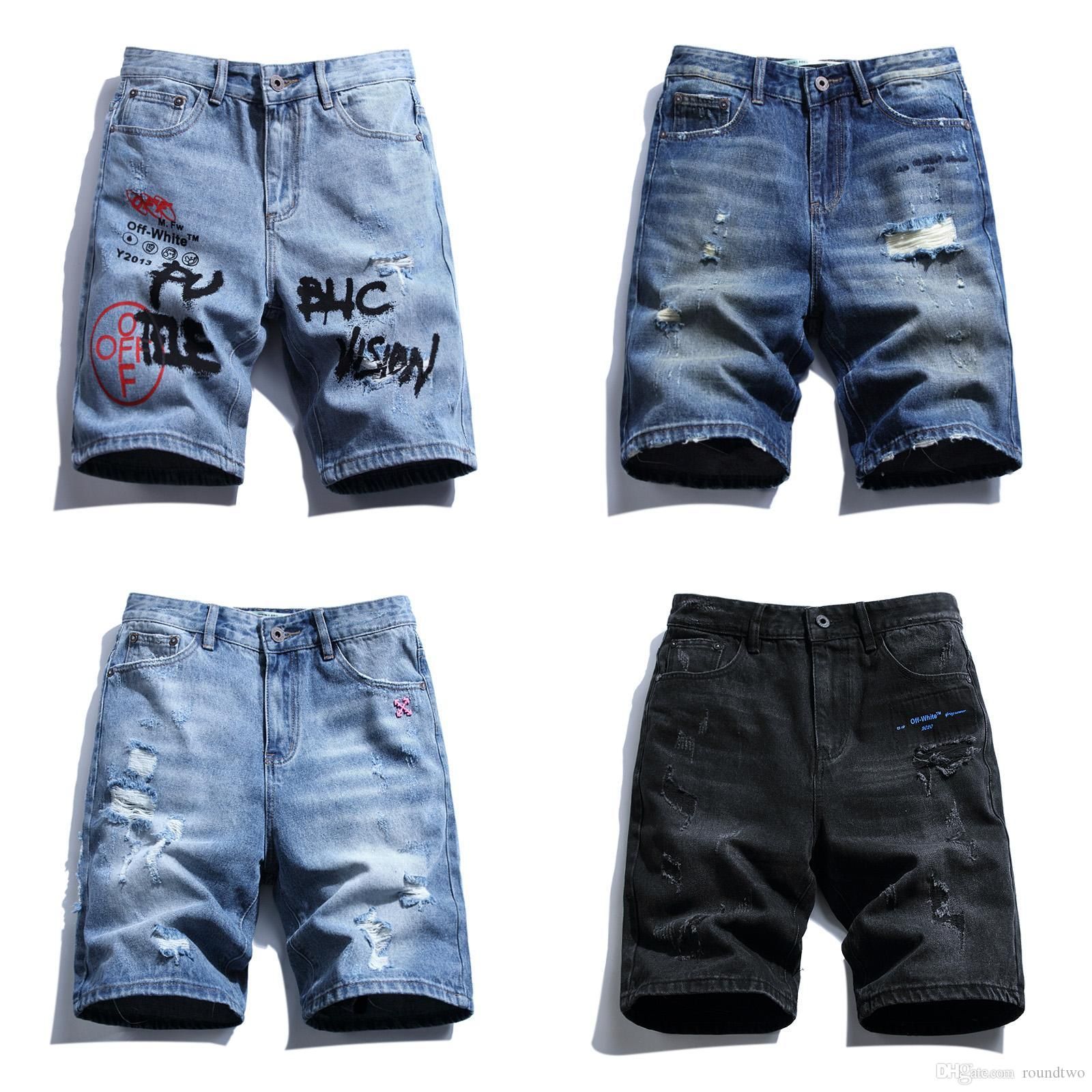 Acquistare 20ss Estate Del Denim Jean Maschio Off Mens Dei Jeans Strappati  Jogger Caviglia Blue Hole Shorts In Denim Lavato I Pantaloni Corti Bianchi  Economico | Consegna Veloce E Qualità | DHgate Italy