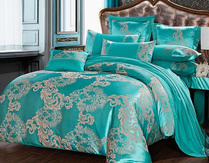 Jacquard Bedding Sets Luxury Satin King Queen Size Quilt Duvet