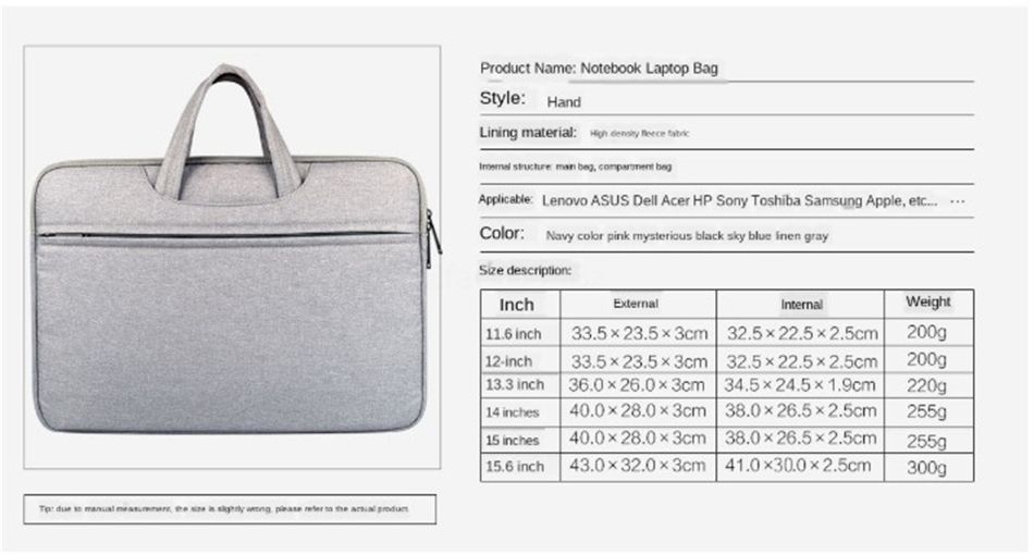 Nylon Laptop Bag Case Sleeve Notebook Carry Bag Color : Black Black Xiaomi DELL ASUS Laptop Bag HP 15.4 inch Samsung for MacBook PU Lenovo Sony