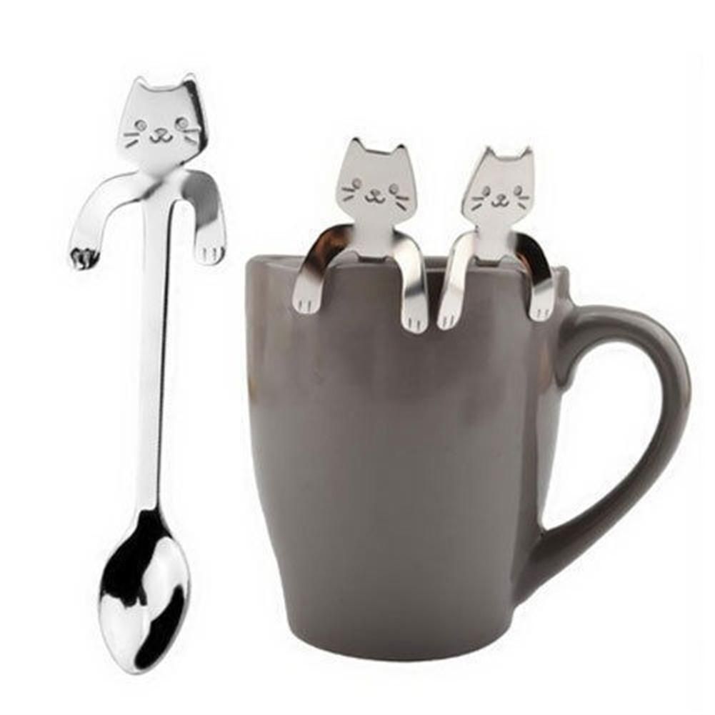 Cartoon Cat en acier inoxydable thé Café Cuillère Crème Glacée couverts vaisselle cadeau
