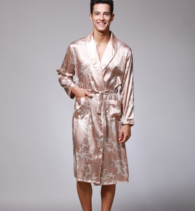 Acheter Hommes Paisley Motif Peignoir Kimono Robes V Cou Faux Soie Homme Homme Satin Vetements De Nuit Peignoir De 25 6 Du Elseeing Fr Dhgate Com