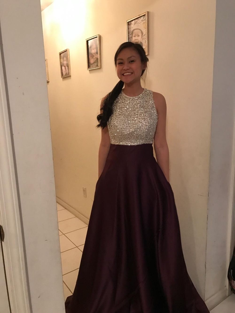 2019 Beaded Stain Prom Dresses A Line Real Image Formal Women Party