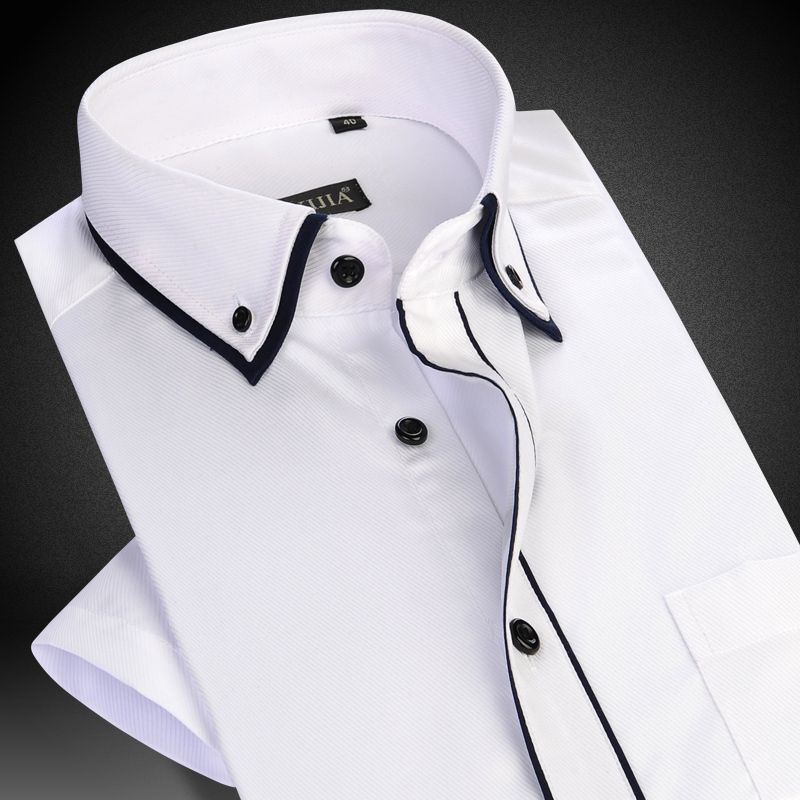 mens short sleeve white dress shirt slim fit