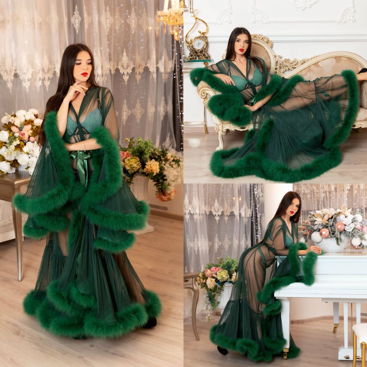 Long Silk Robe With Fur Trim 2024 jasterluis