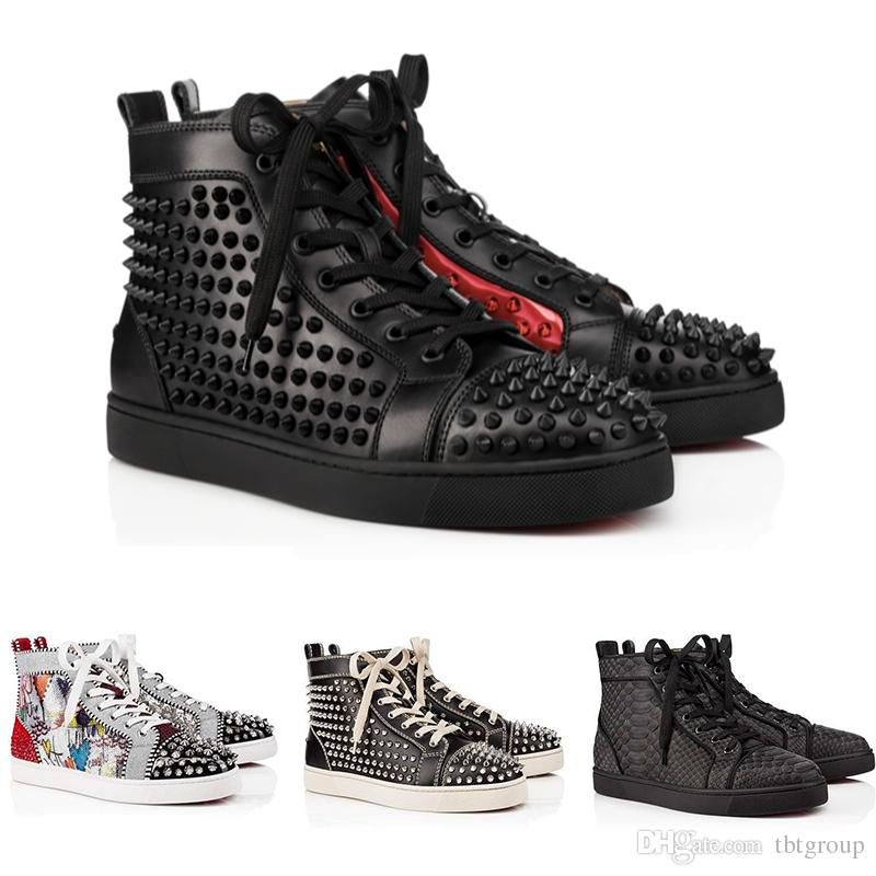 black spiked red bottoms mens