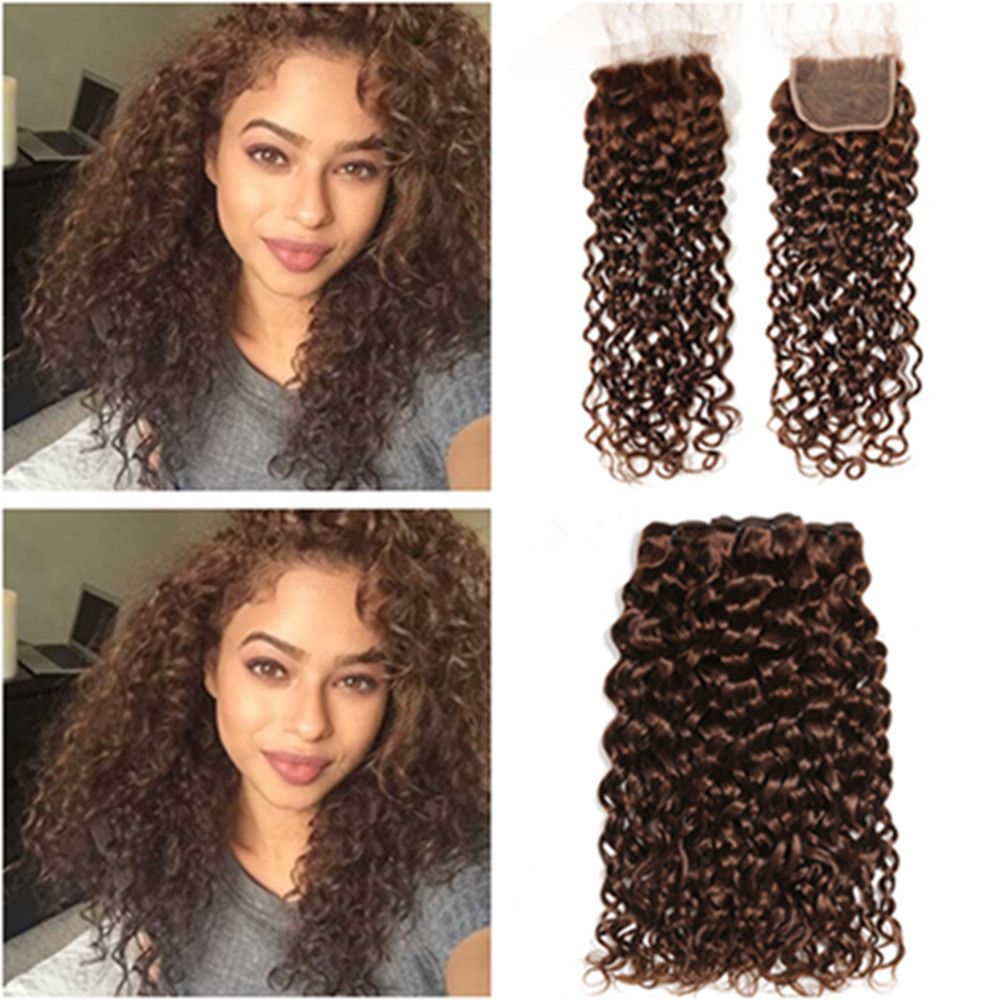 Chocolate Brown Malaysian Wet Wavy Human Hair Weave Bundles With