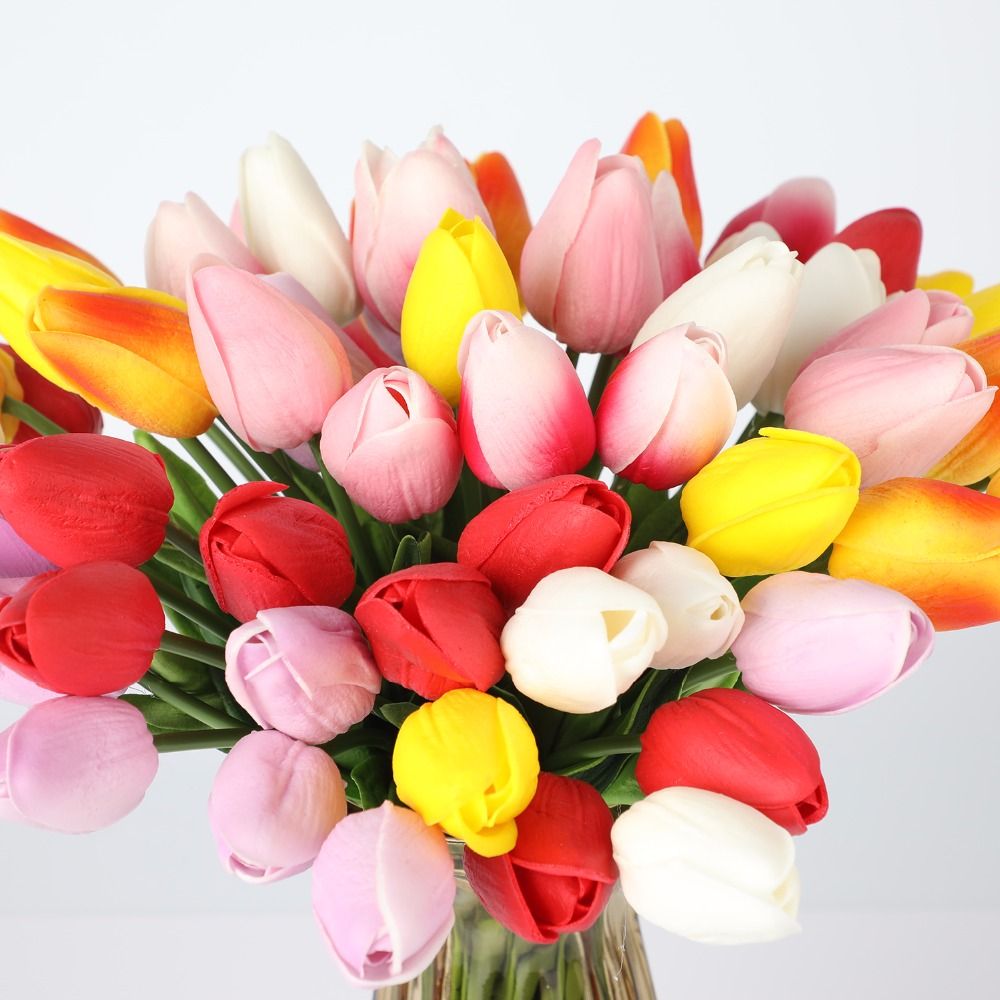 10 piezas belleza toque real flores tulipanes flor ramo artificial flor  falsa ramo de novia decorar