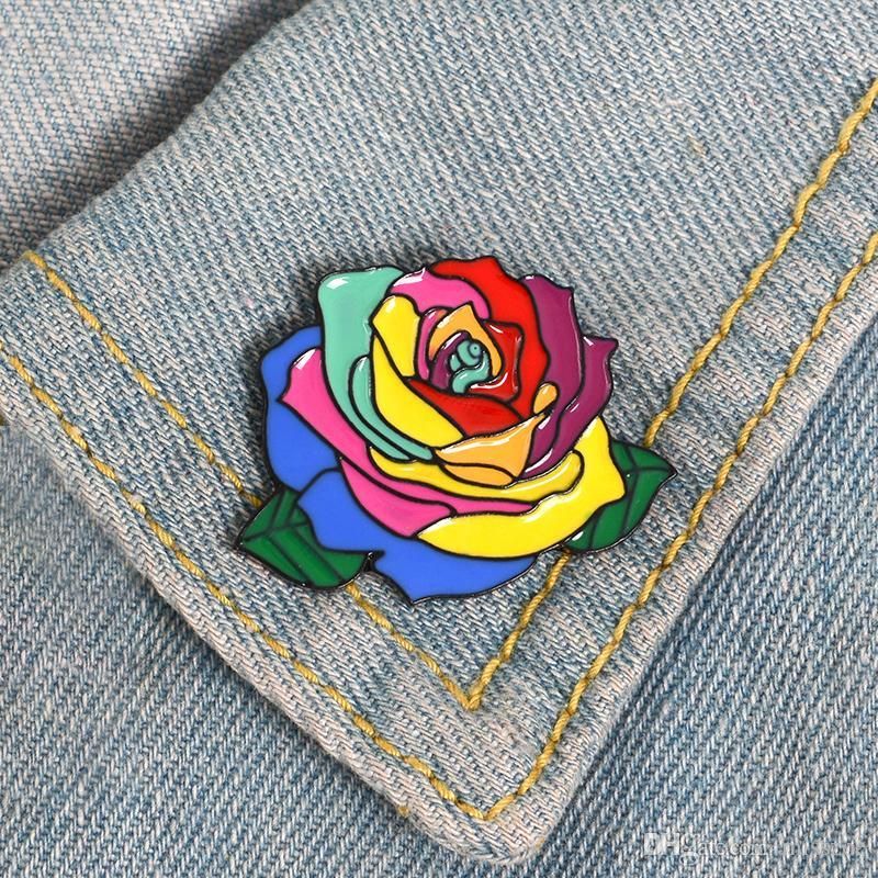 2020 Rainbow Rose Enamel Pin Cartoon Colorful Flower Badge Brooch Lapel Pin Denim Shirt Bag Collar Plant Jewelry Gift For Girl Lover From Diaowanyingyi1 3 38 Dhgate Com