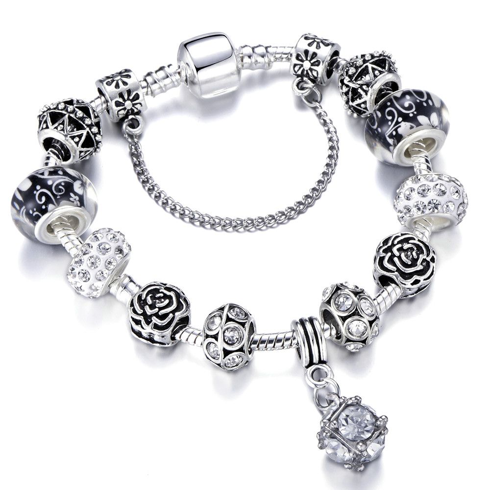 Pulsera De Serpiente Plateada Pulsera Europea Corazón Rima Pulsera De Serpiente Plateada Pulsera Europea Corazón Rima