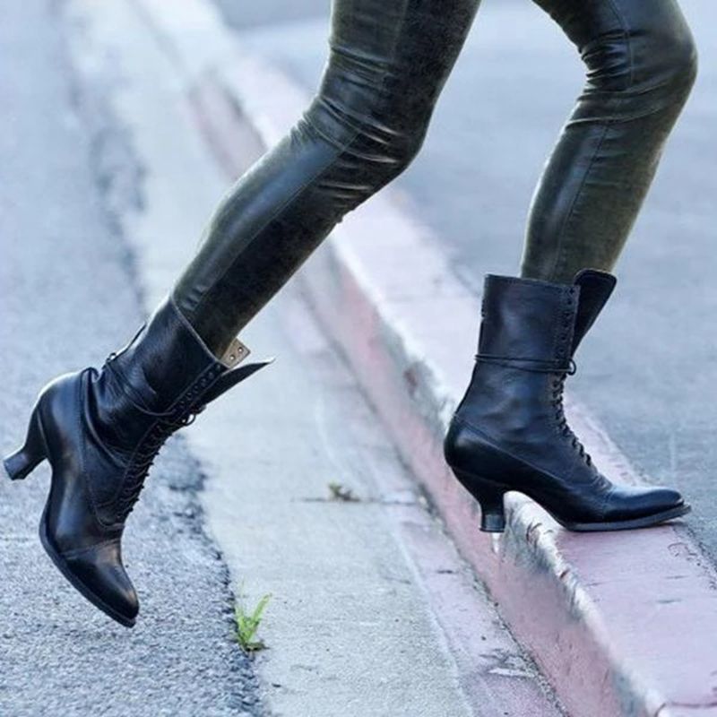 Blue Womens Low Heel Lace Up Ankle Fashion Fall Combat Boots