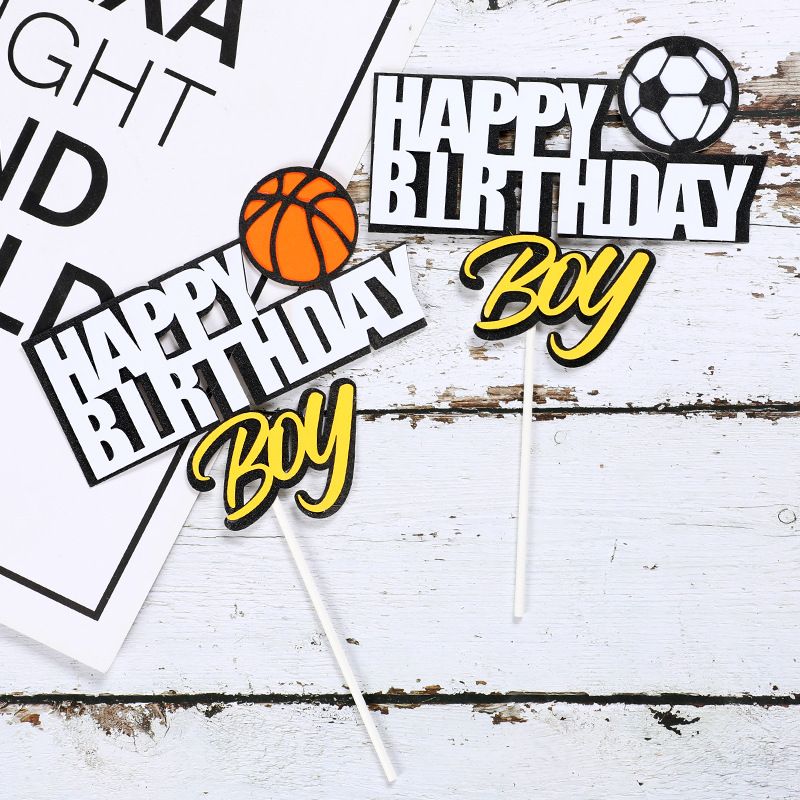 Acheter Basketball Football Sports Theme Decoration Garcons Gateau Decoration Joyeux Anniversaire Gateau Topper 4 Modeles Disponibles De 17 87 Du Shuishu Fr Dhgate Com