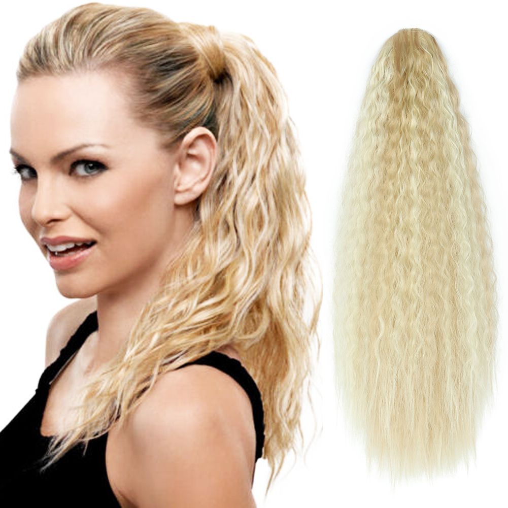 2019 Long Fake Synthetic Pony Tail Water Wave Hairpiece H18 613