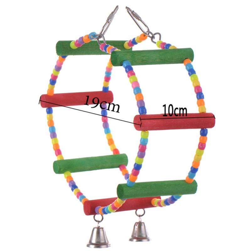 Parrot Standing Wooden Beads Toy Round Wheel Hanging Chewing Toy Cage Decor for Pet Birds Bird Swing Toy