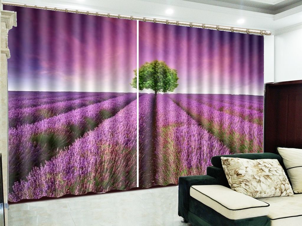 2019 3d Curtain Dreamy Pink Lavender In A Green Tree Blackout
