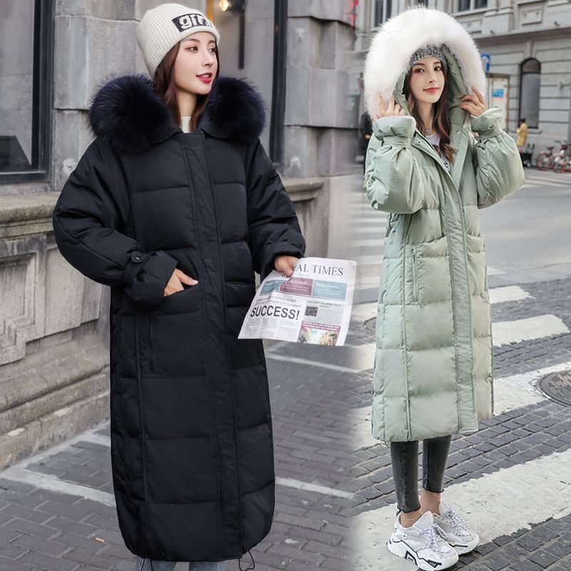 Women's Genuine Mink Fur Hooded Mid Long Outwear Coats Thicken Winter Plus Size 
