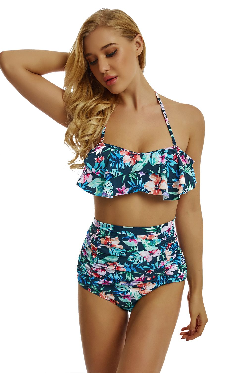 high waisted flounce bikini
