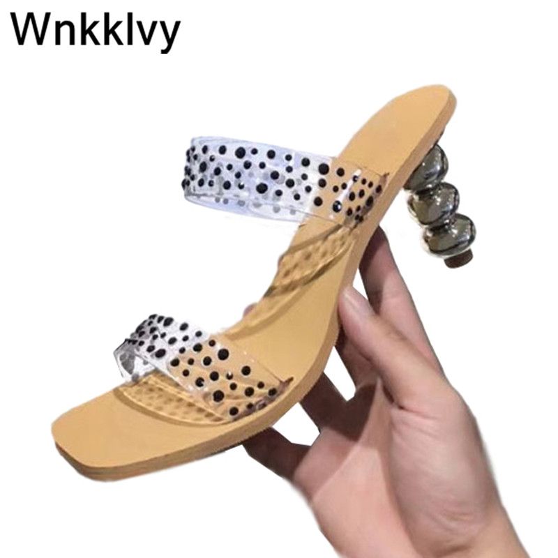 clear studded slides