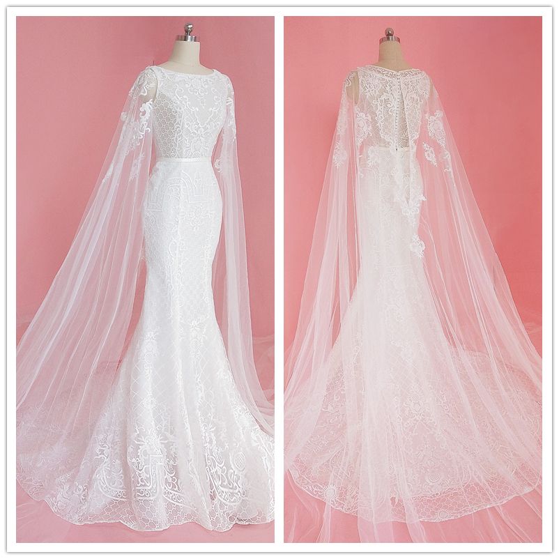 Cape Mermaid Wedding Dresses