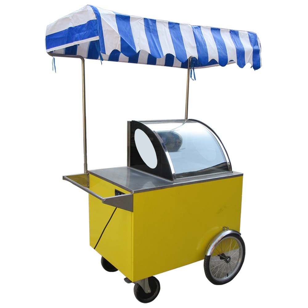 Compre Libre De Envío Helado Expendedoras Triciclo / Gelato Mano Carro De Empuje / Merienda Carrito De Comida / Alimentos De Venta Ambulante Triciclo Crema / Hielo Expendedoras Carrito W Dosel A