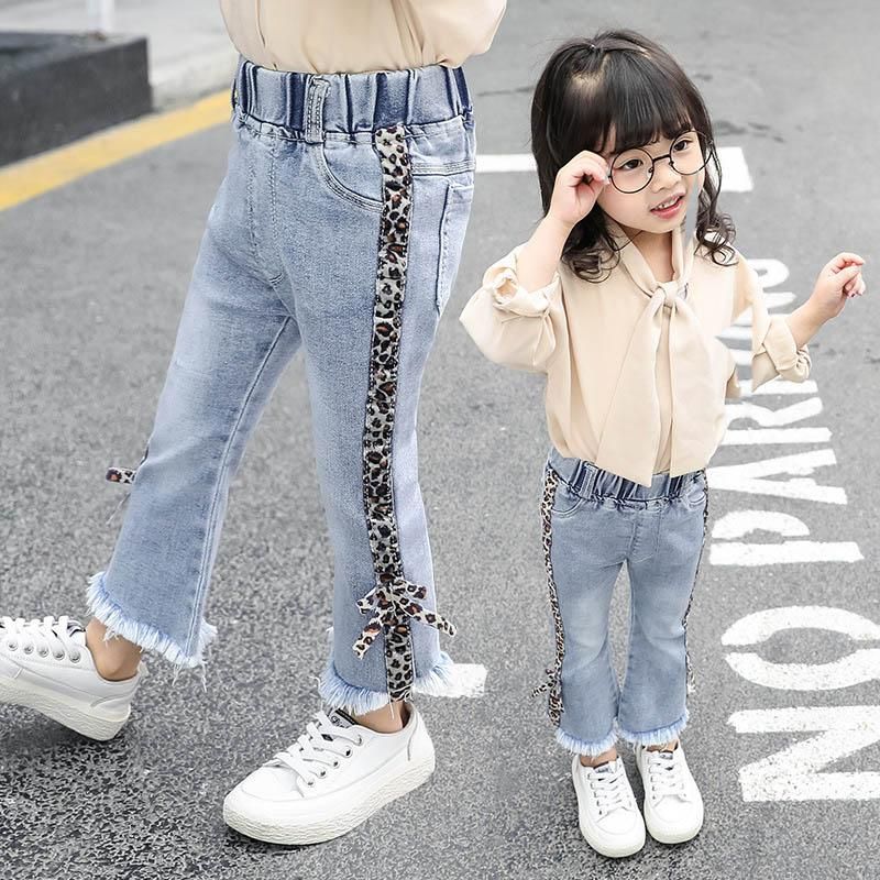 Compre Boutique Girls Jeans Moda Kids Jeans Borlas De Leopardo