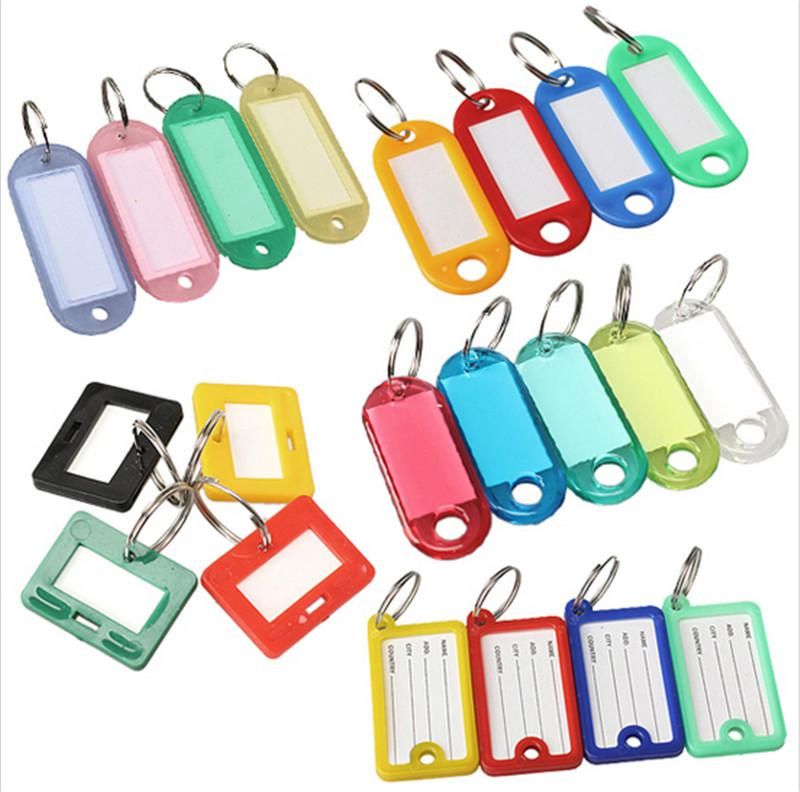 2020 Plastic Key Tags Keychain ID Label Name Key Tags Split Ring