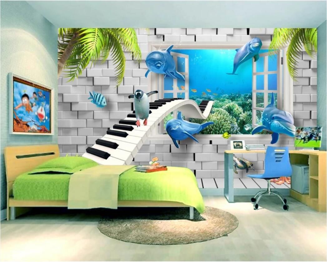 3d wallpaper custom photo mural HD Modern Creative Underwater World Children's Room 3D Background Wall home 3d wallpaper custom photo mural HD Modern Creative Underwater World Children's Room 3D Background Wall home