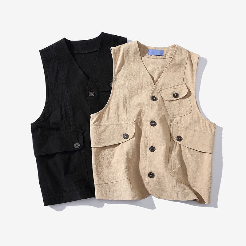 Compra Otoño Primavera Dril De Algodón Del Chaleco De Los Hombres Retro  Sleevelesss Chaqueta Con Muchos Bolsillos Para Hombre Del Nuevo De La  Manera Más El Tamaño De Carga Chalecos De Algodón