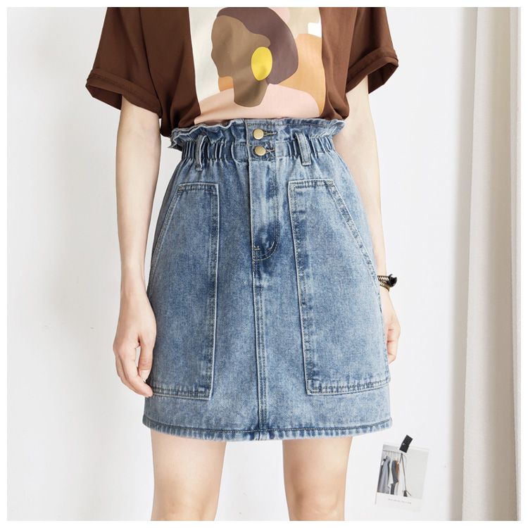 elasticated denim skirt