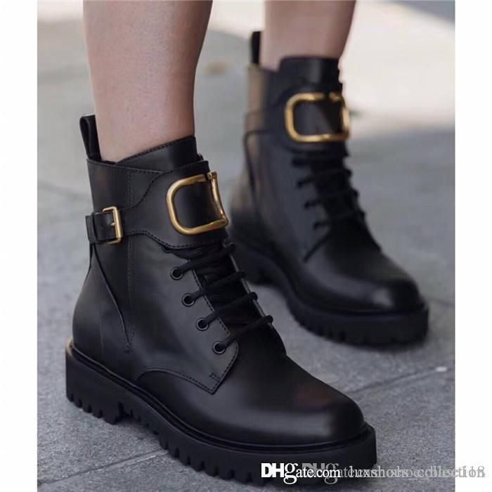 womens leather combat boots black